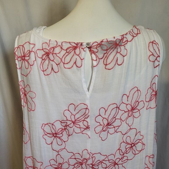 AGB Women Plus Size 2X Summer Dress White & Red Sheer w/Lining Floral NWT - Picture 8 of 10